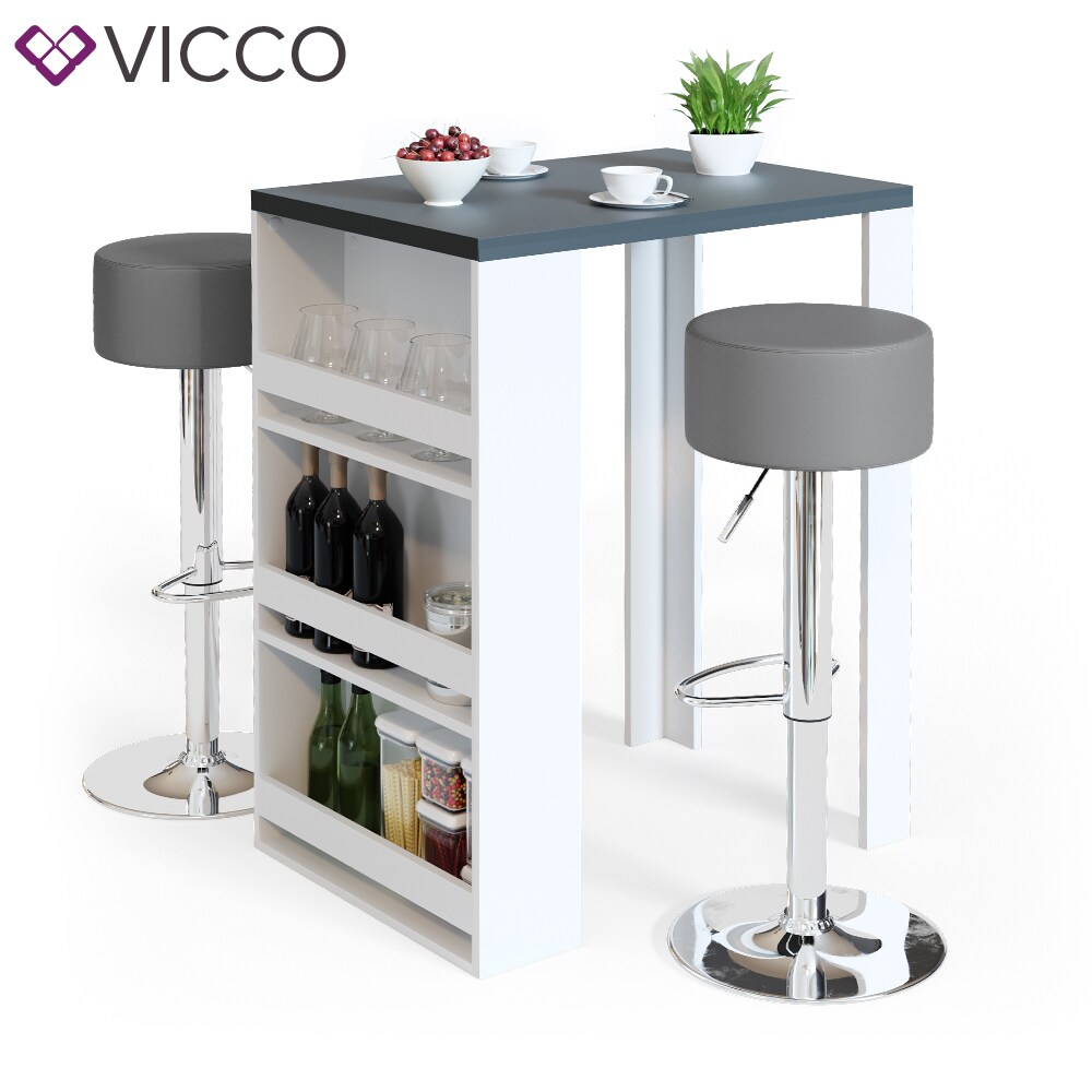 VICCO Bartisch Bartresen Stehtisch Tisch Tresentisch Bistrotisch Weiß Anthrazit inkl. Barhocker