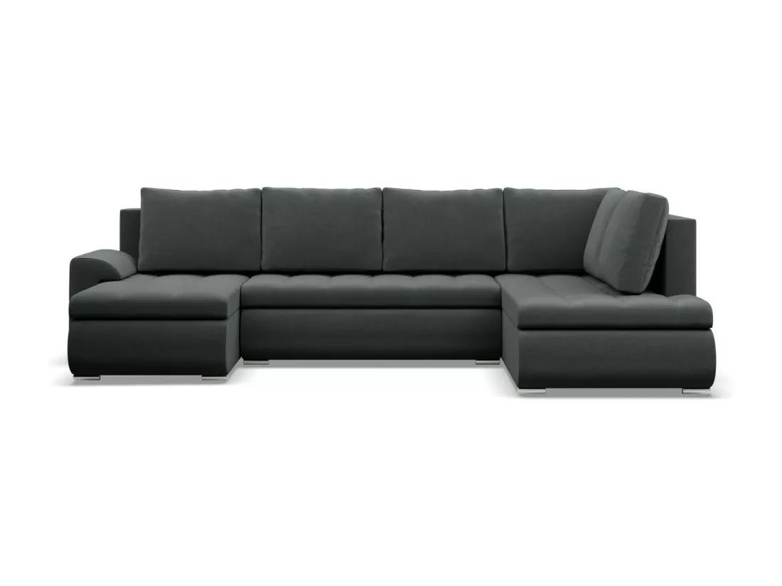 Canapé d'angle en U avec fonction sommeil, Ottoman, Gris foncé
