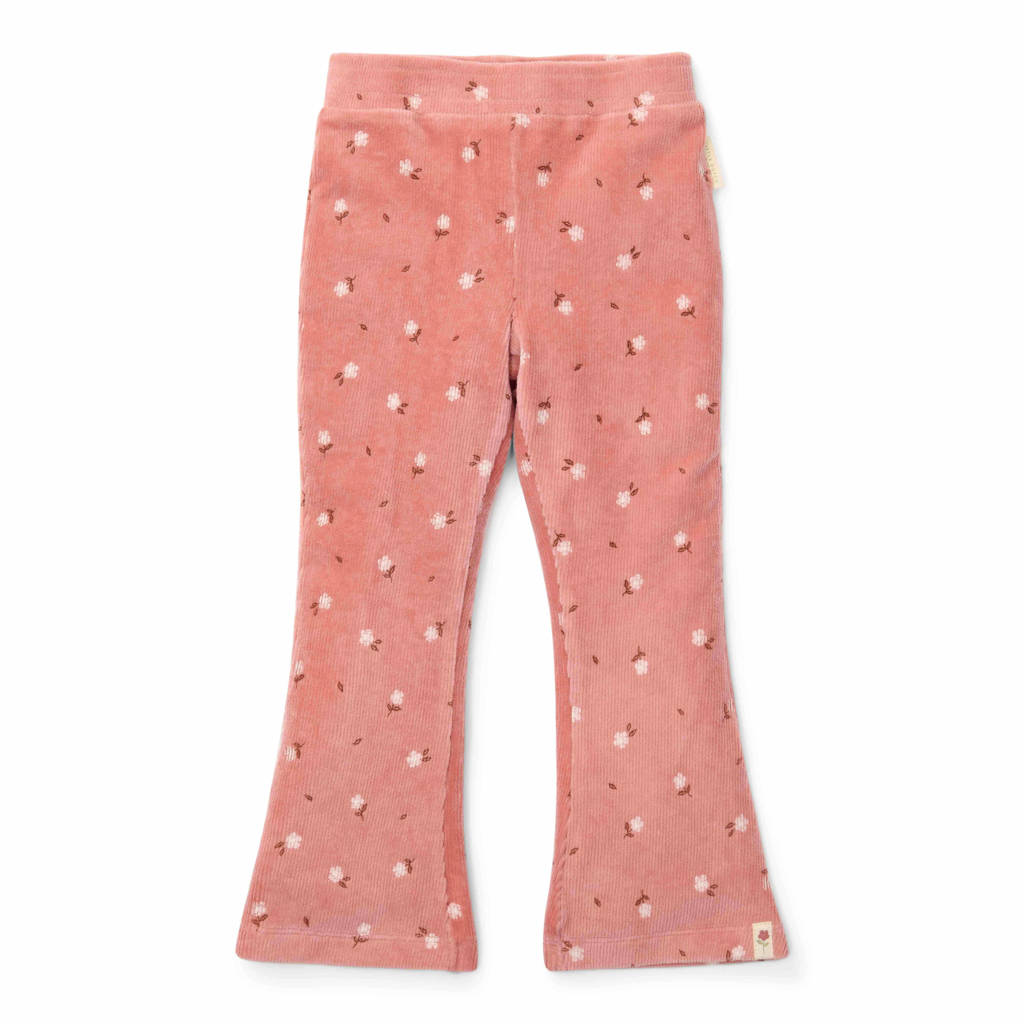 Little Dutch gebloemde corduroy flared broek roze