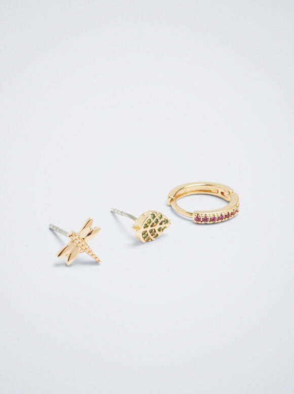 Conjunto de Anéis com Berloques e Zircônias - Multicor