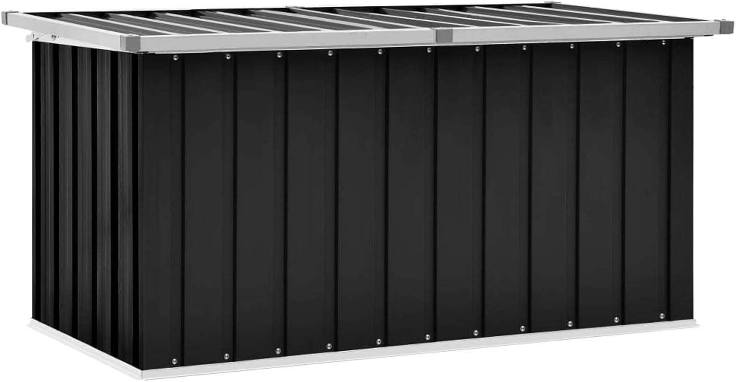 IKAYAA Gartenbox aus Metall Groß Garten Auflagenbox XXL Garten Aufbewahrungsbox Gartenbox Kissenbox Gerätebox Gartentruhe für Gartengeräten Poolzubehör Spielzeug 129 x 67 x 65 cm Anthrazit