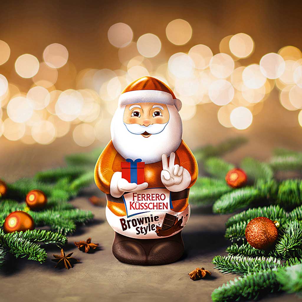 Ferrero Küsschen Weihnachtsmann Brownie Style 18x70g=1260g MHD:20.4.25