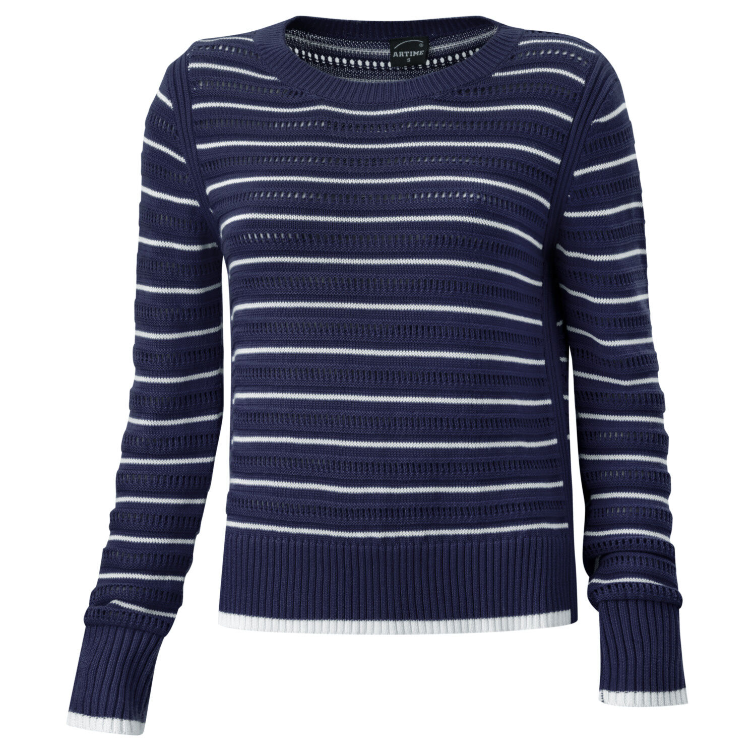 Ajourpullover mit feinem Streifenmuster für Damen