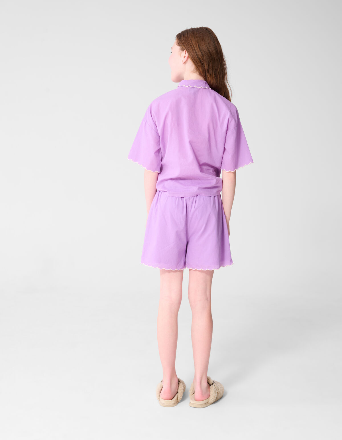 Heart Embroidery Short Paars