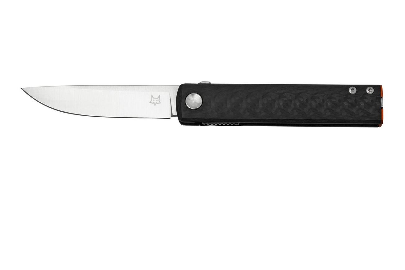 Fox Knives Chnops, FX-543 CFO, Carbonfiber, Orange Hardware, Black M390 zakmes, Riccardo Gobbato design
