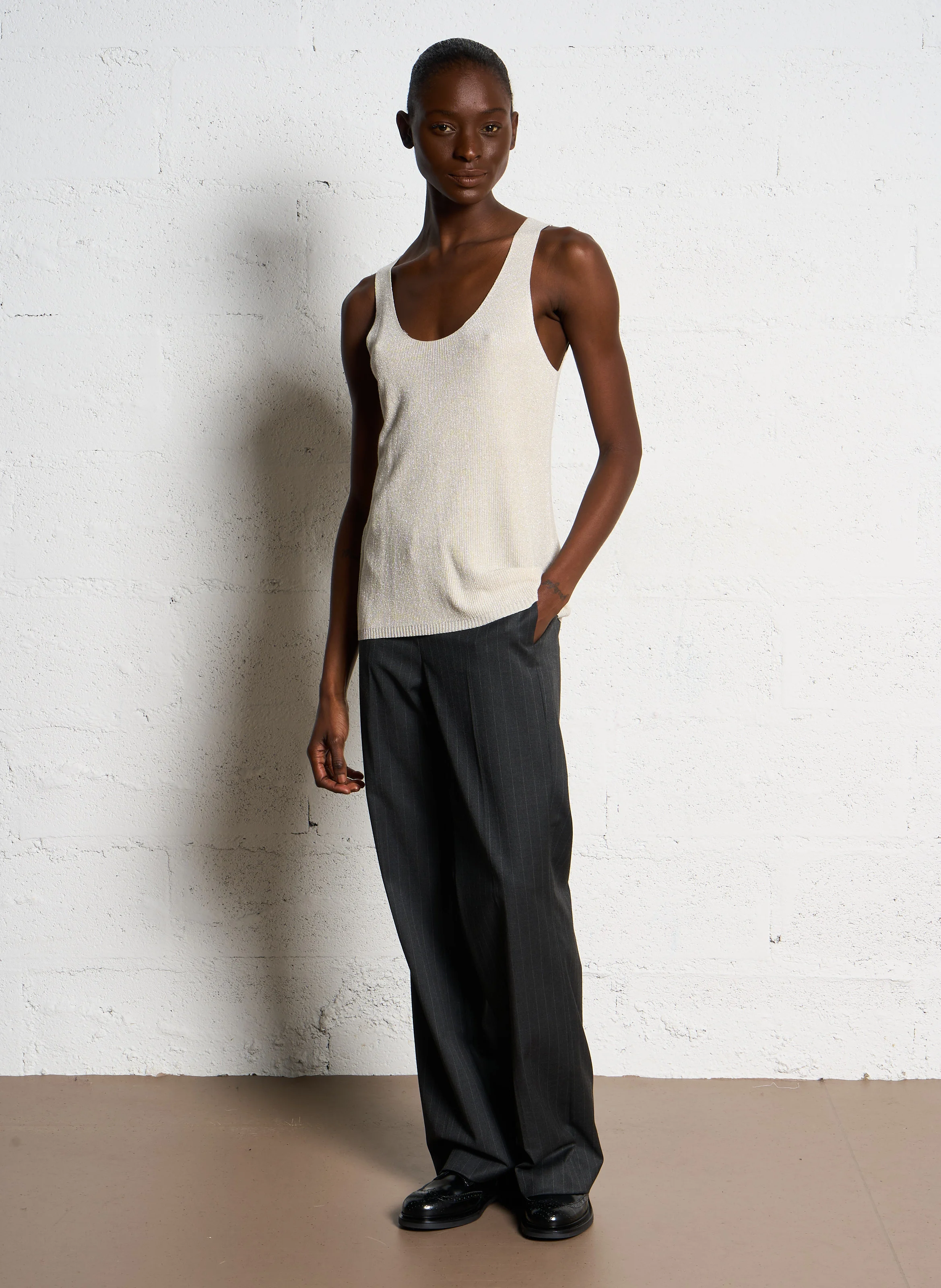 LAYLA - Pantalon taille haute large| Gris