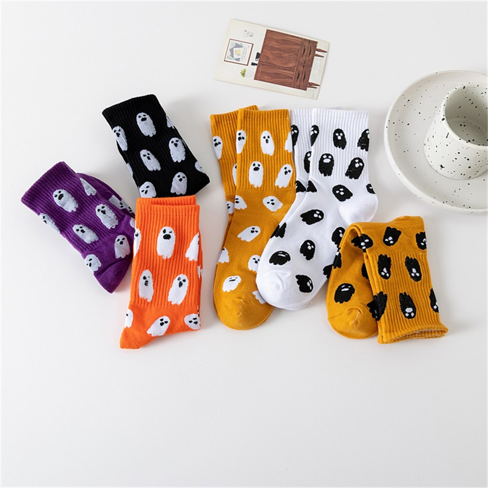 (6 Paar) Unisex Socken Halloween Fashion Strümpfe Füsslinge (One Size) - Geister