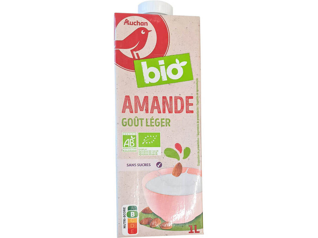 BEBIDA AUCHAN AMÊNDOA BIO SEM AÇÚCAR ADICIONADO 1L