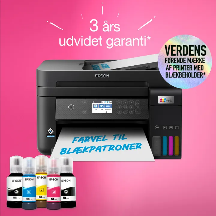 Epson EcoTank ET-3850 - Multifunktionsprinter - farve - blækprinter - A4/Legal (medie) - op til 15.5 spm (udskriver) - 250 ark - LAN, Wi-Fi