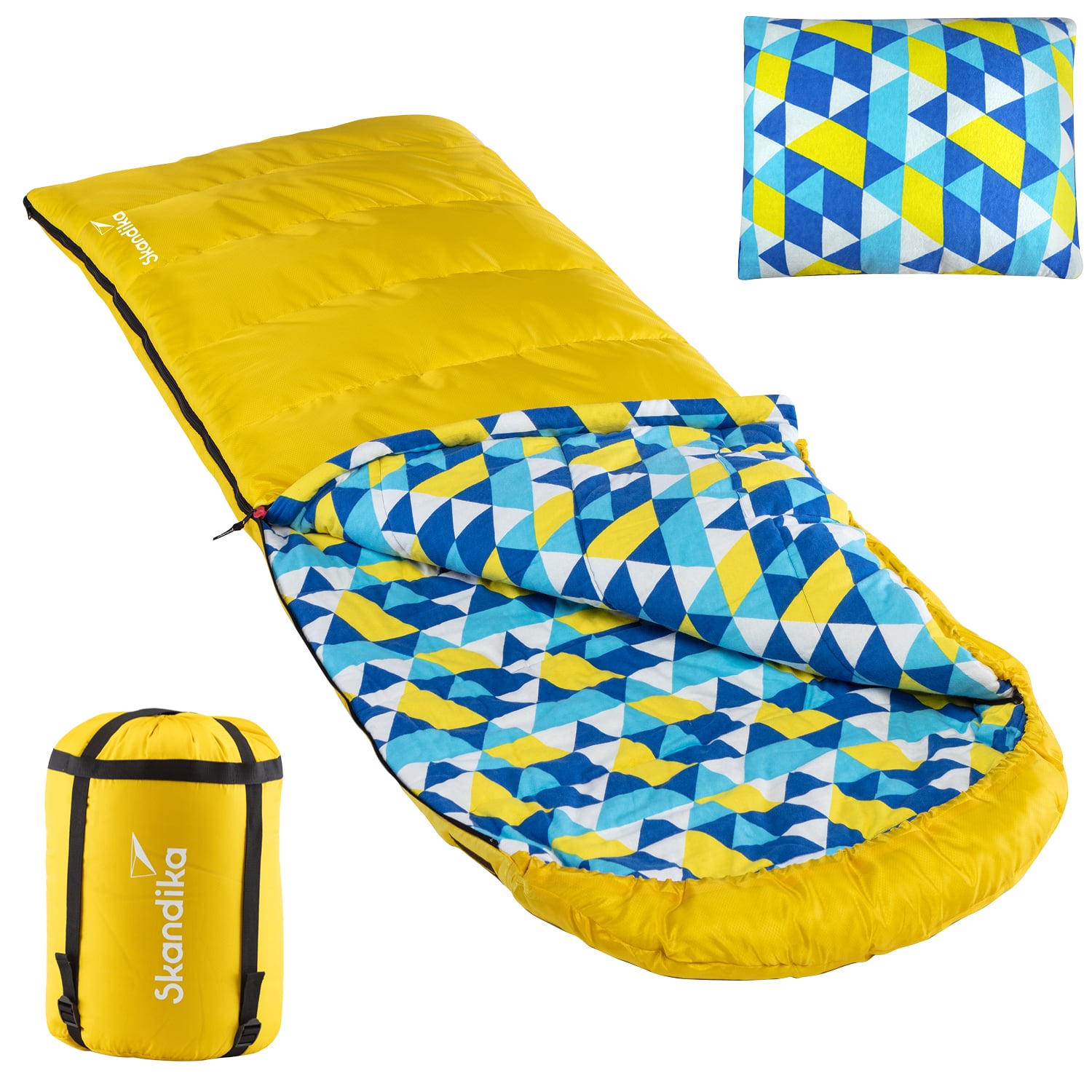 Skandika Dundee Sleepyhead L slaapzak met kussen - Yellow