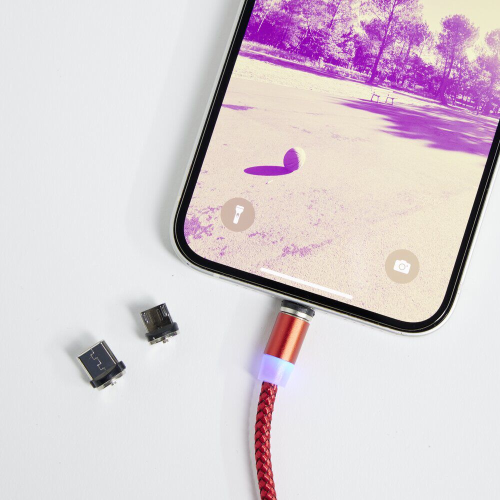 Câble USB magnétique 3en1 USB-C microUSB lightning 1m
