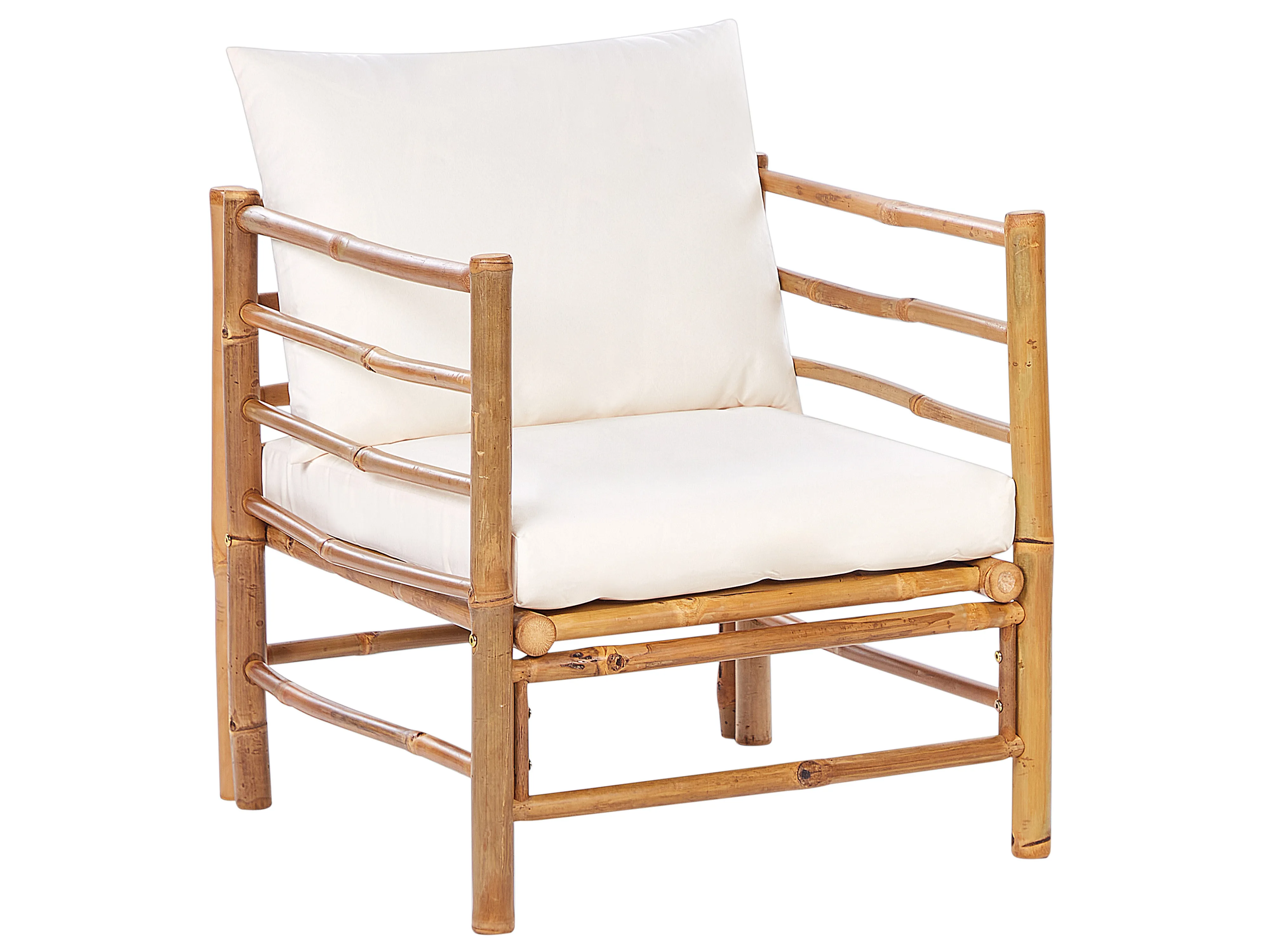 Loungeset met tafel 6-zits CERRETO Bamboehout Gebroken wit