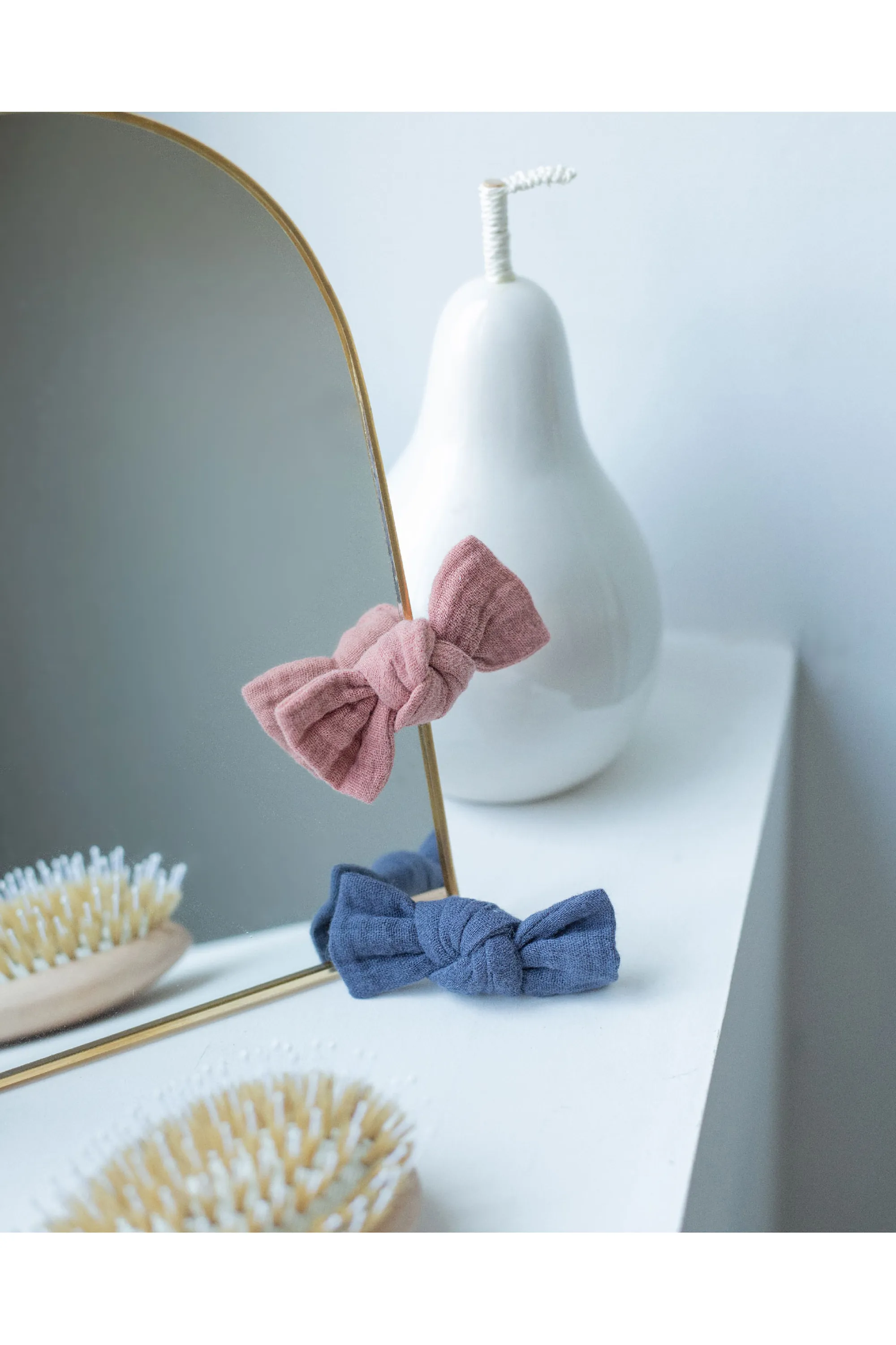 Bachca Lot de 2 barrettes nœud en gaze de coton-17 g