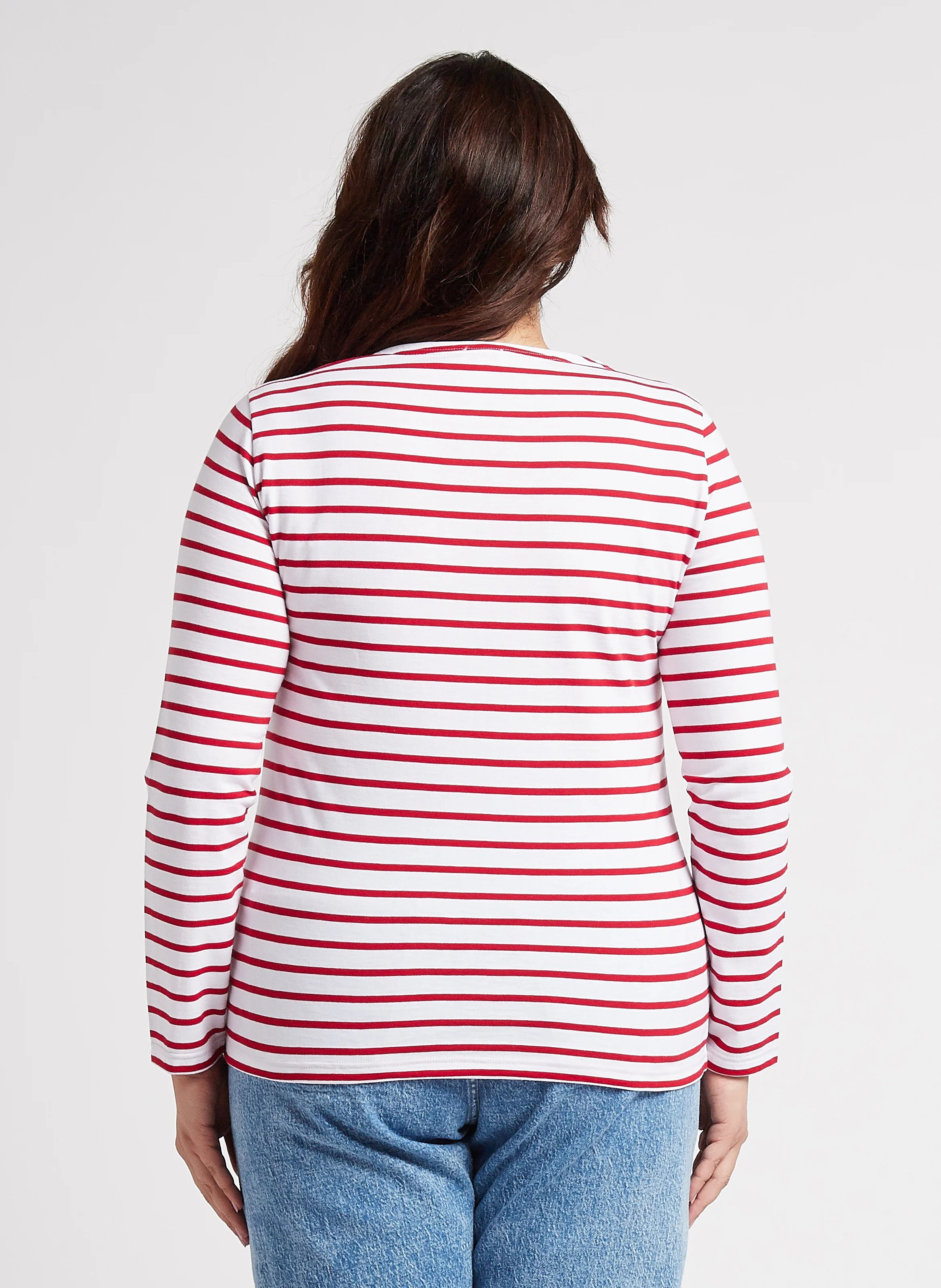 Marinière col rond en jersey light | Blanc