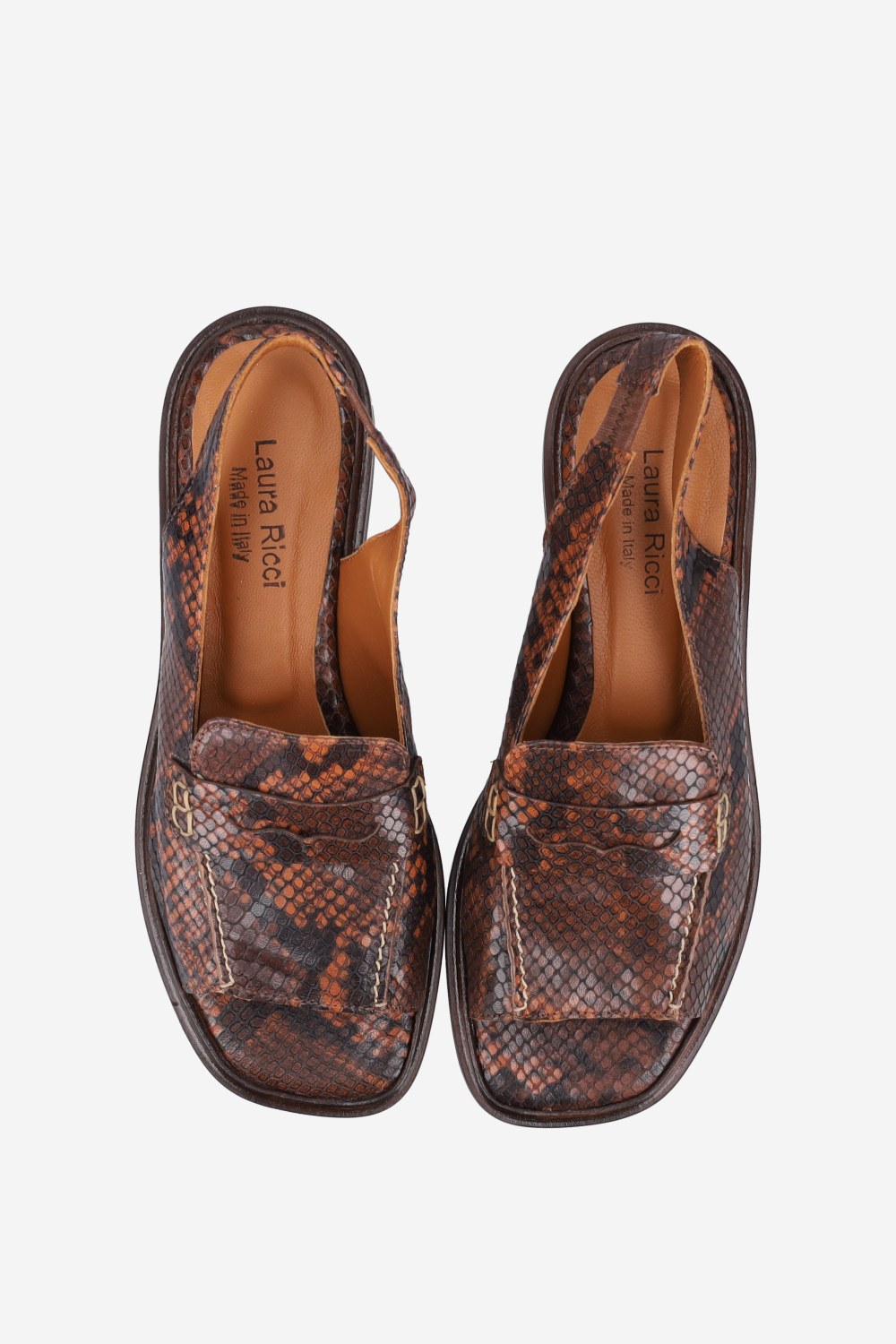 Pitone leather open-toe slingbacks