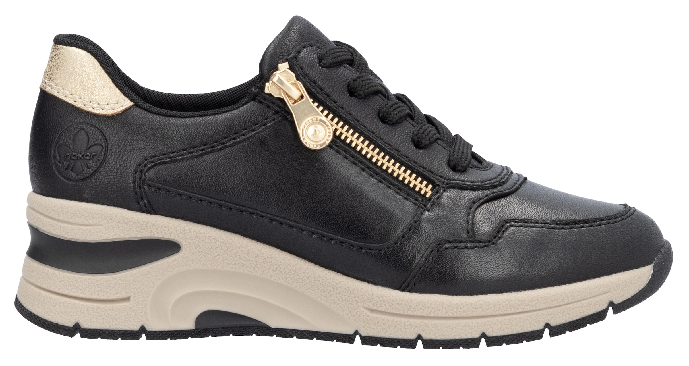 Rieker Keilsneaker  ,Freizeitschuh,Halbschuh,Schnürschuh mit Reissverschluss, schmale Form