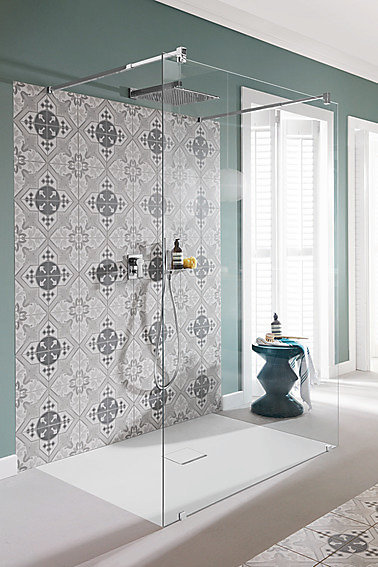 Receveur de douche 80 x 120 x 4 cm, Quaryl, Marbre blanc, Villeroy & Boch Squaro Infinity