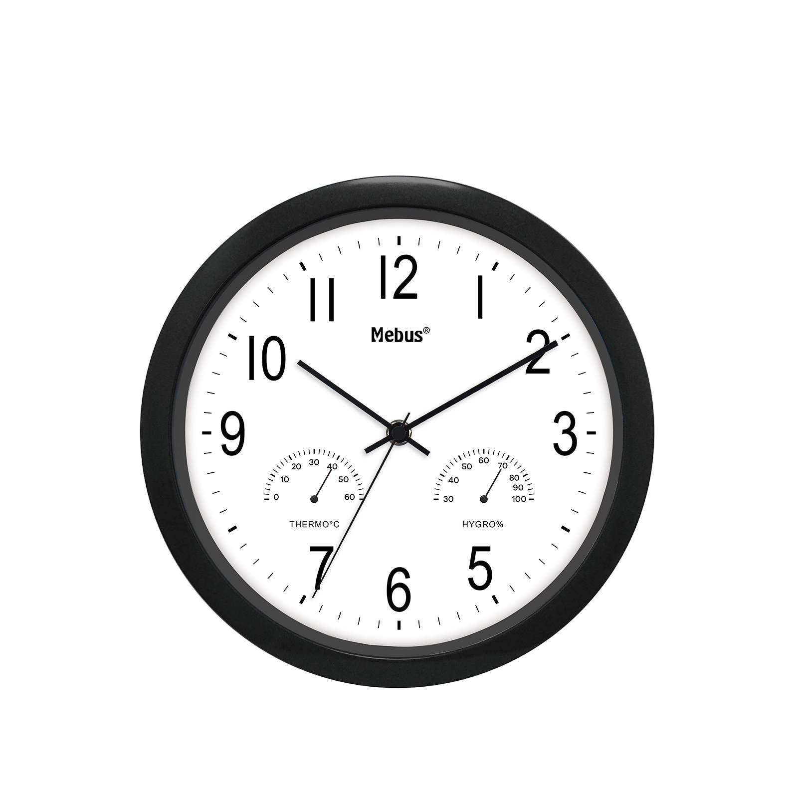 Quarz-Wanduhr - schwarz - Ø 26 cm