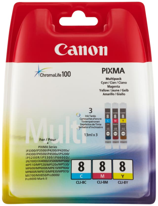 Canon blækpatroner CLI-8 Cyan Magenta Gul