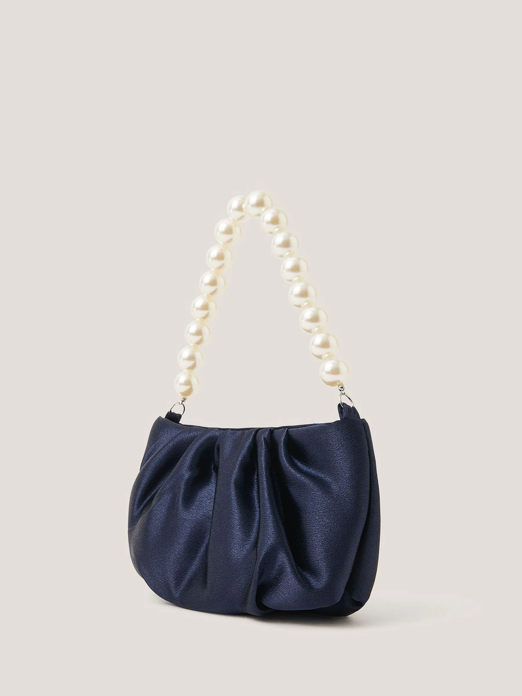 Monsoon Pearl Strap Satin Party Bag