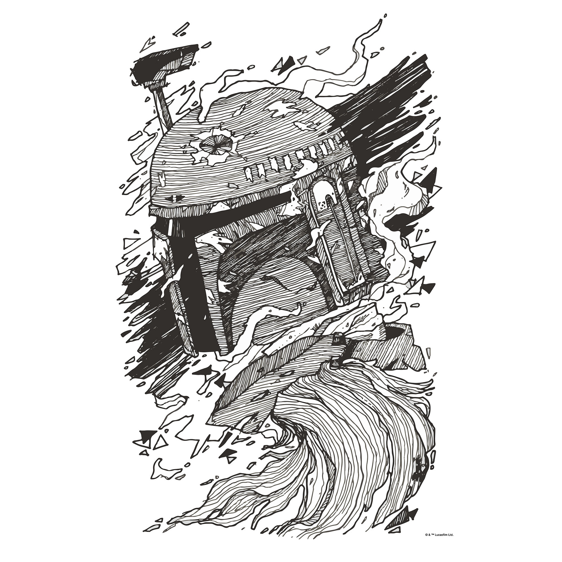Wandbild STAR WARS BOBA FETT DRAWING - 50x70 cm