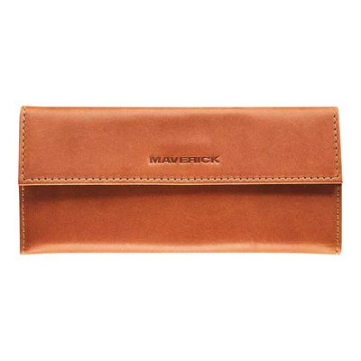 Maverick New Men - Étui a lunettes - pliable - cuir de vachette pleine fleur tanné végétal - cognac