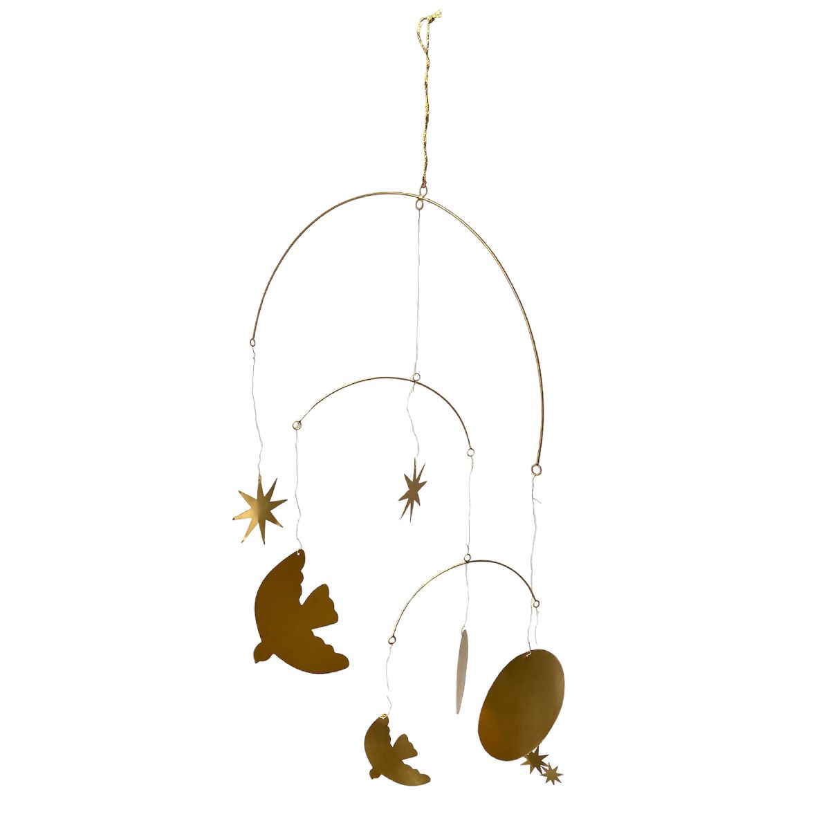 Mobile hirondelles et étoiles laiton doré Atelier jasmin