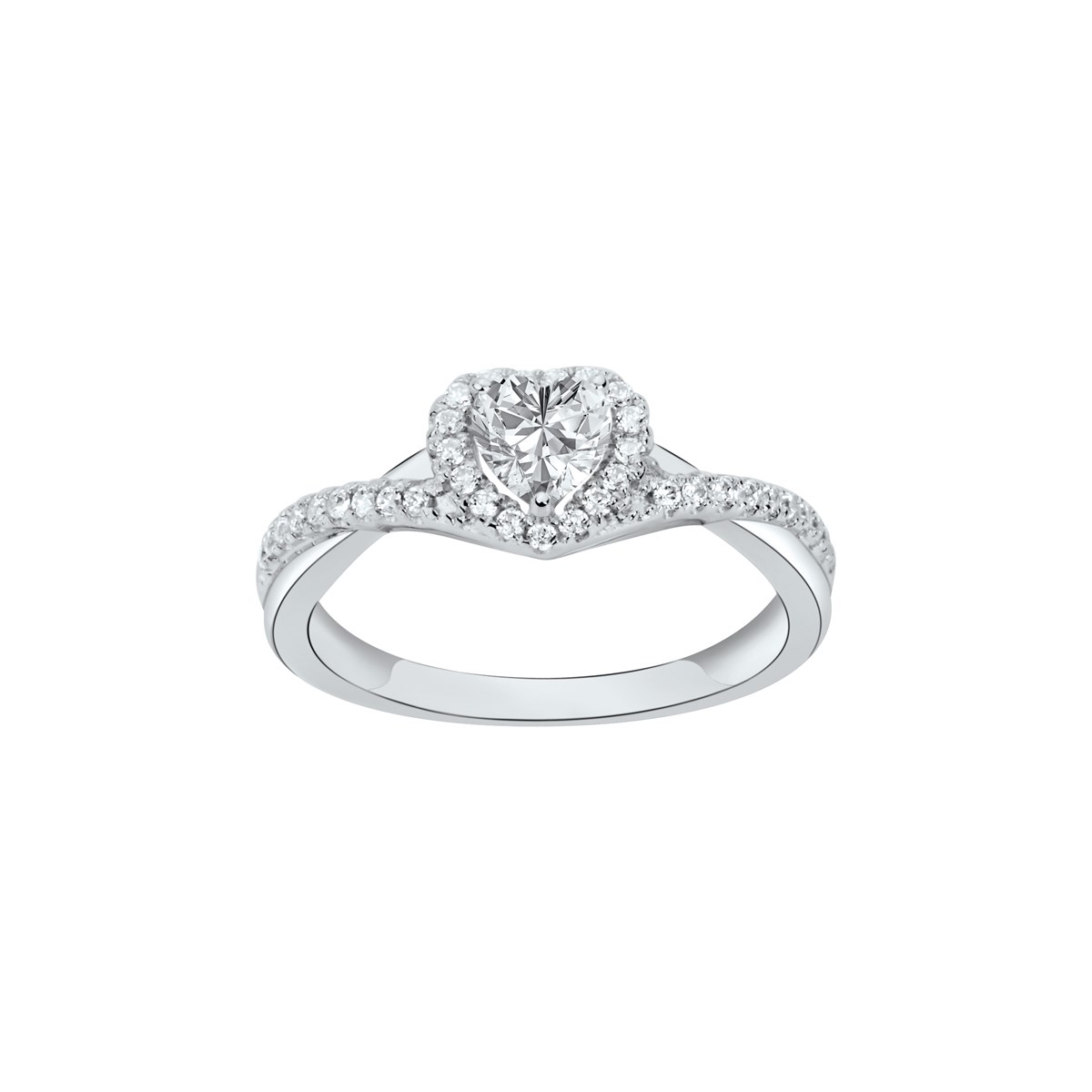 Bague de fiançailles en Argent avec oxyde de zirconium blanc
