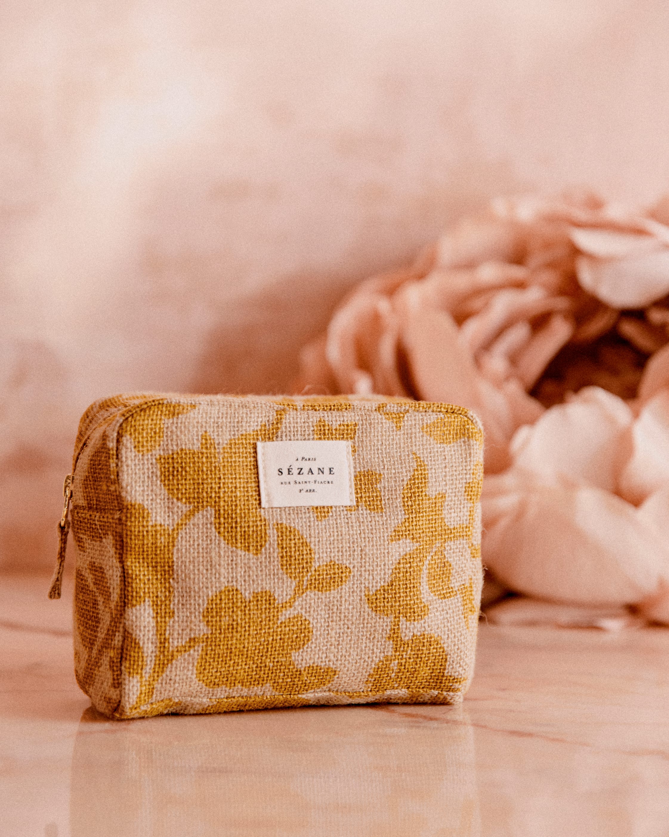 Trousse de Toilette Jute - Fleurs des jardins ocre - SACS/NEW SACS Nos Paniers 5906382