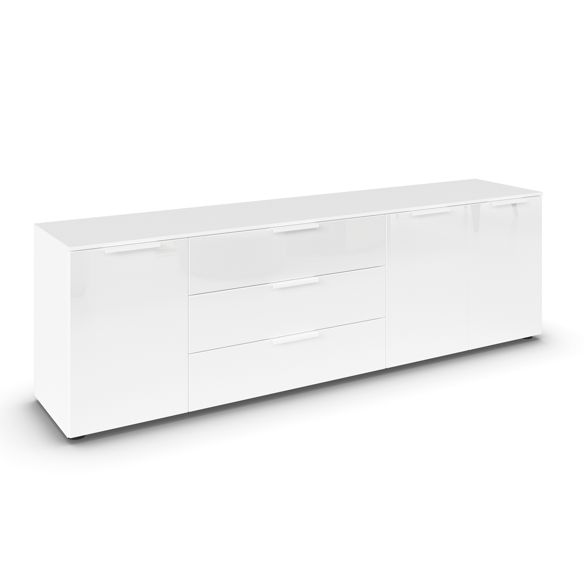 Lowboard - alpinweiß - Glasfront - 199 cm