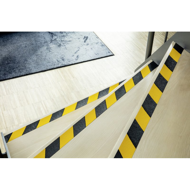Ruban marquage au sol antidérapant Duraline Grip 15 m x 50 mm, noir/jaune