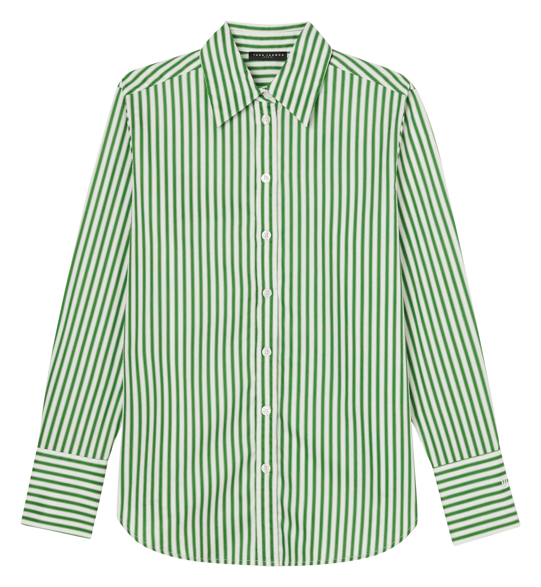 CLARISSE - Chemise droite en coton rayé | Vert