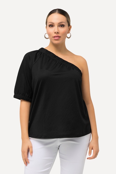 One-Shoulder-Bluse, asymmetrischer Ausschnitt, Halbarm