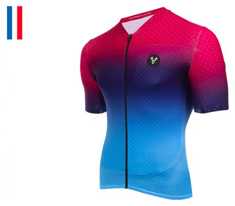 Maillot Manches Courtes LeBram Vence Rouge Bleu Coupe Ajustée