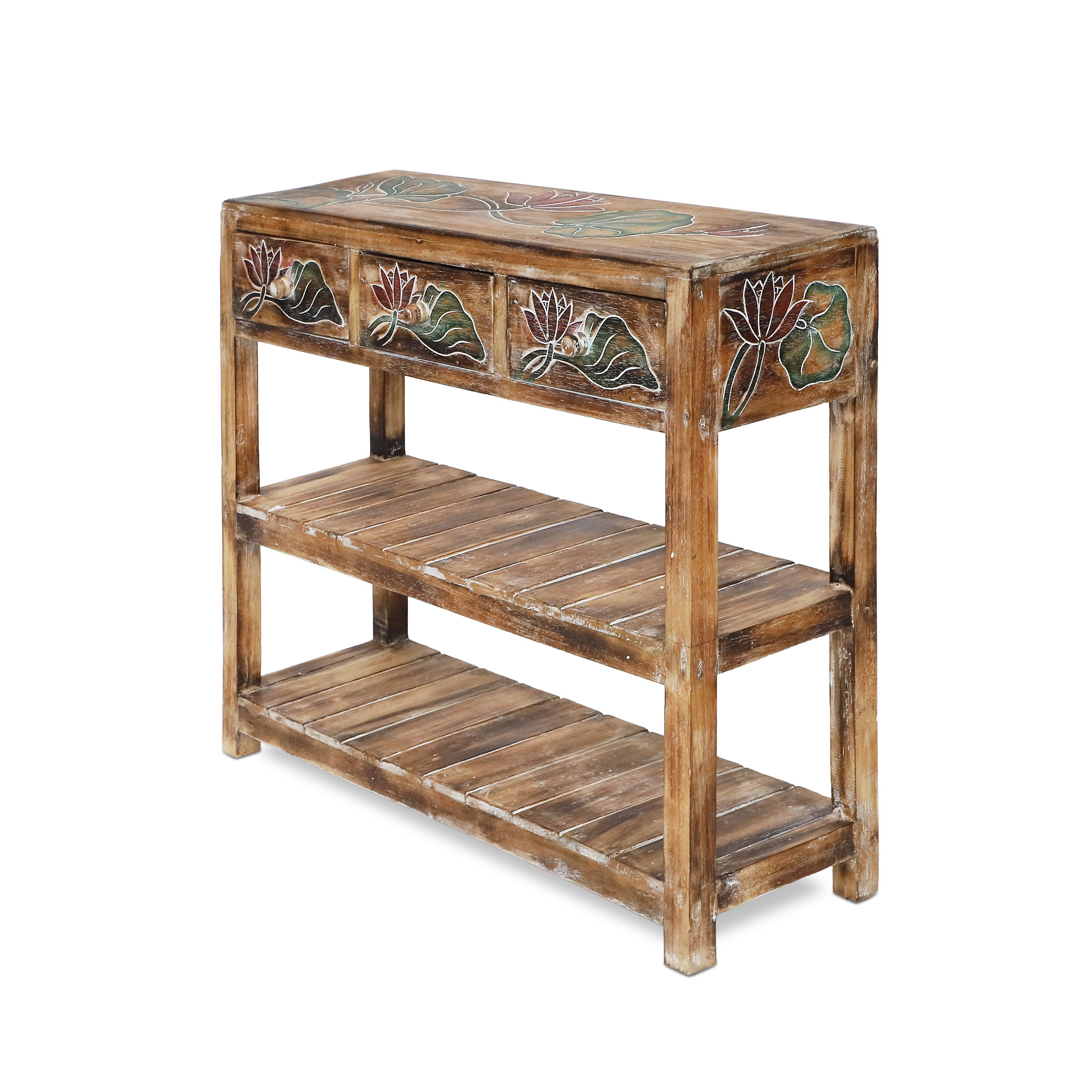 Konsolentisch 'Seelilie' mit 3 Schubladen, natur, B 100 cm, H 80 cm, L 30 cm von fischer's lagerhaus