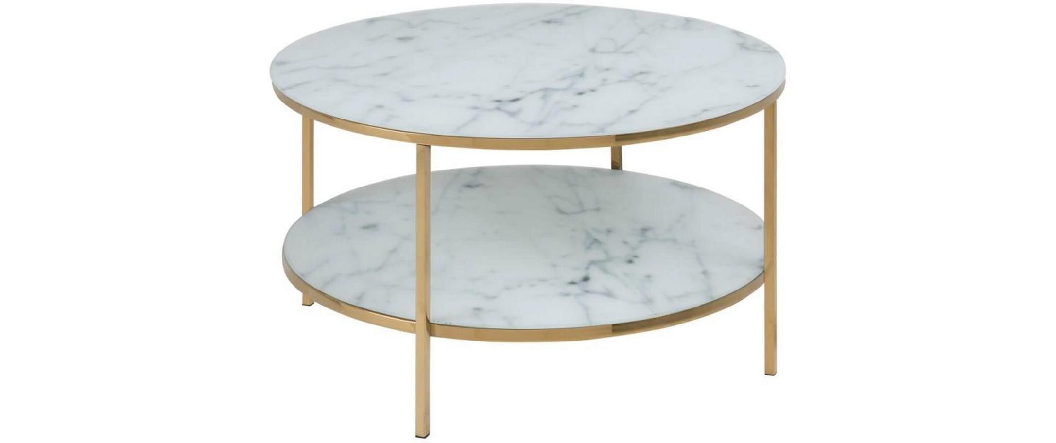 Couchtisch Alisma Ø 80 x 45 cm, Gold/Weiss<br>Wohnzimmertisch