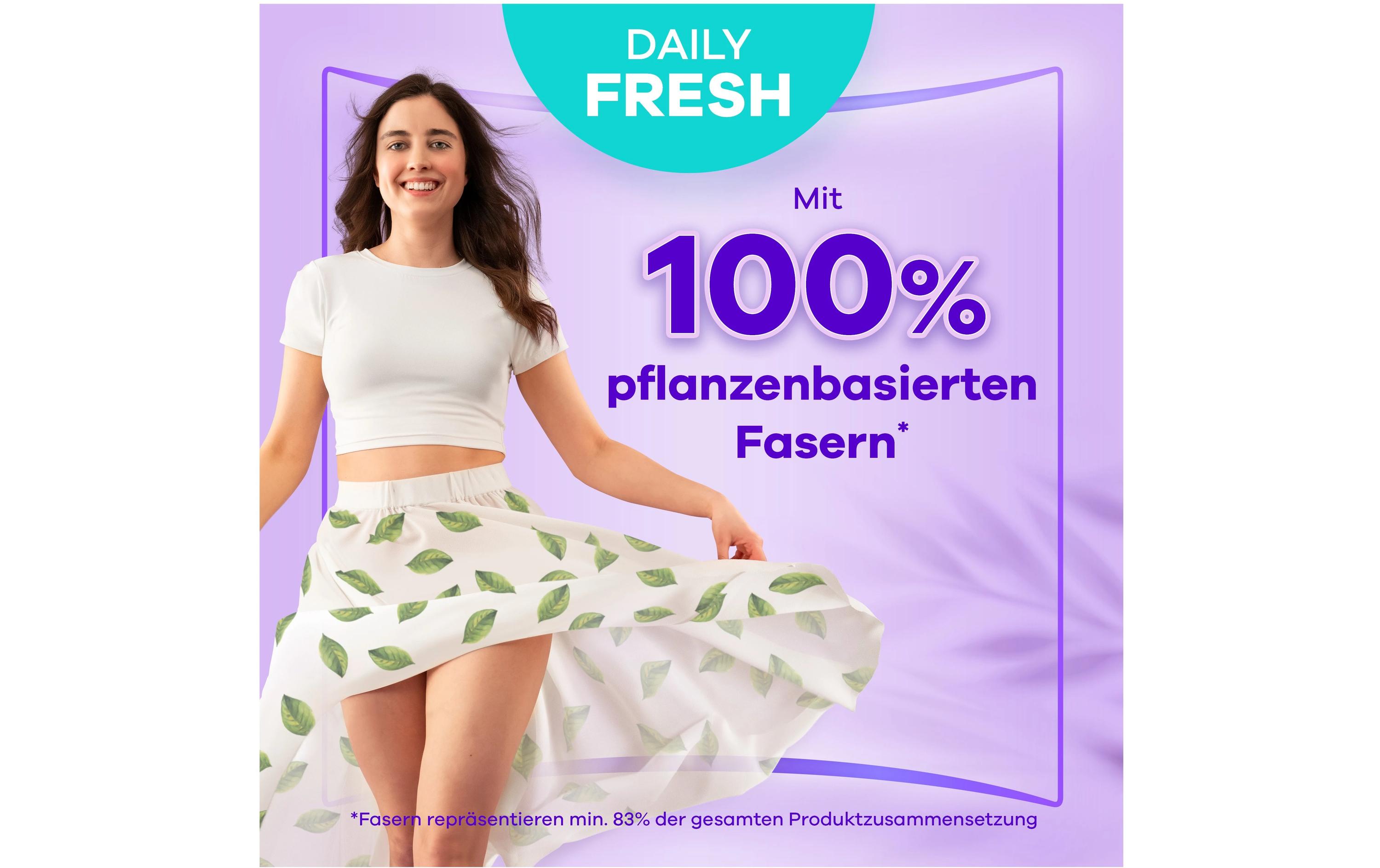 Slipeinlage Daily Fresh Fasern Gigapack 42 StückSlipeinlagen ohne Duft für bis zu 12 Stunden Schutz