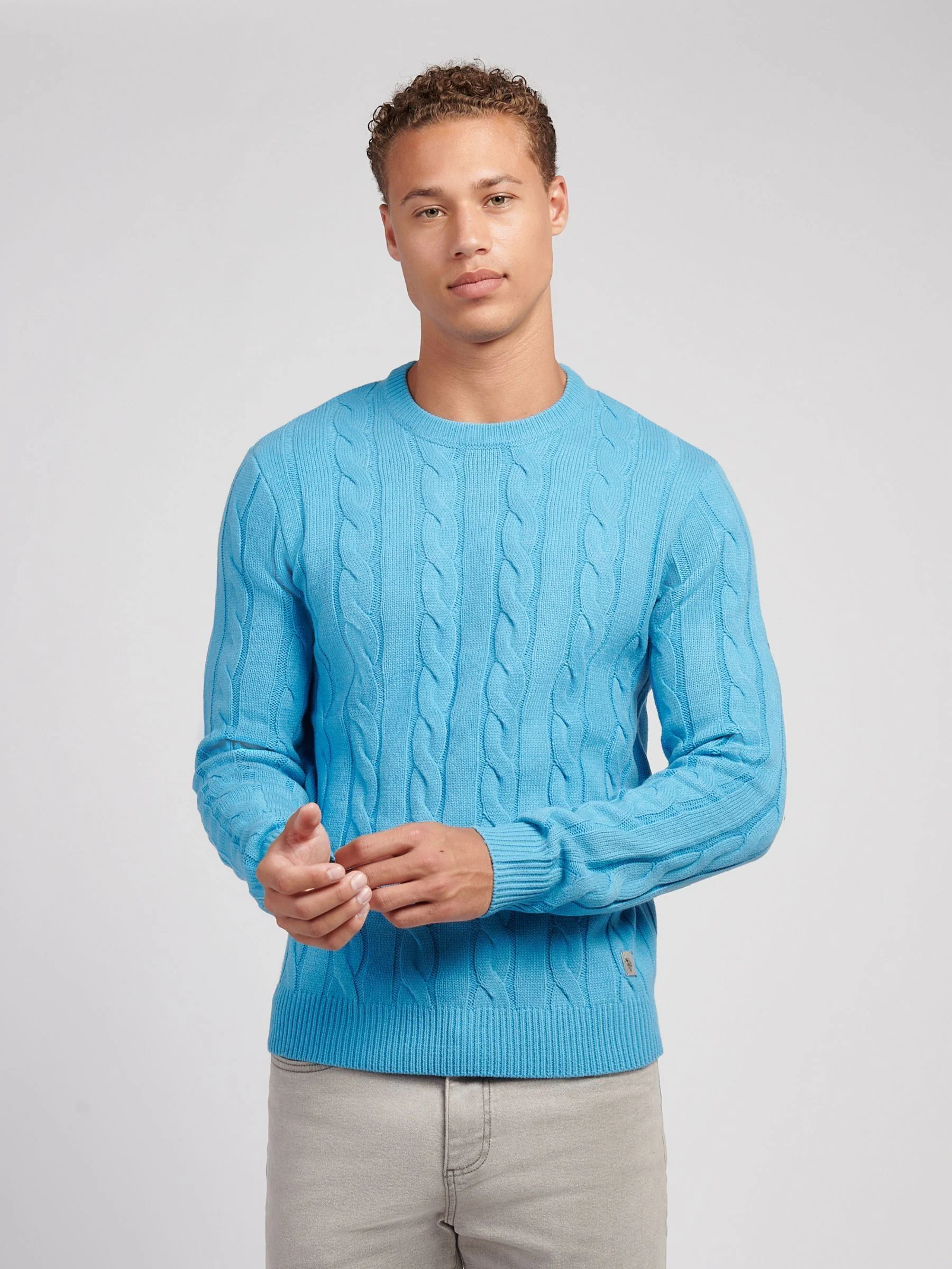 Donkerblauw - U.S. Polo Assn. Mens Cable Knit Crew Jumper