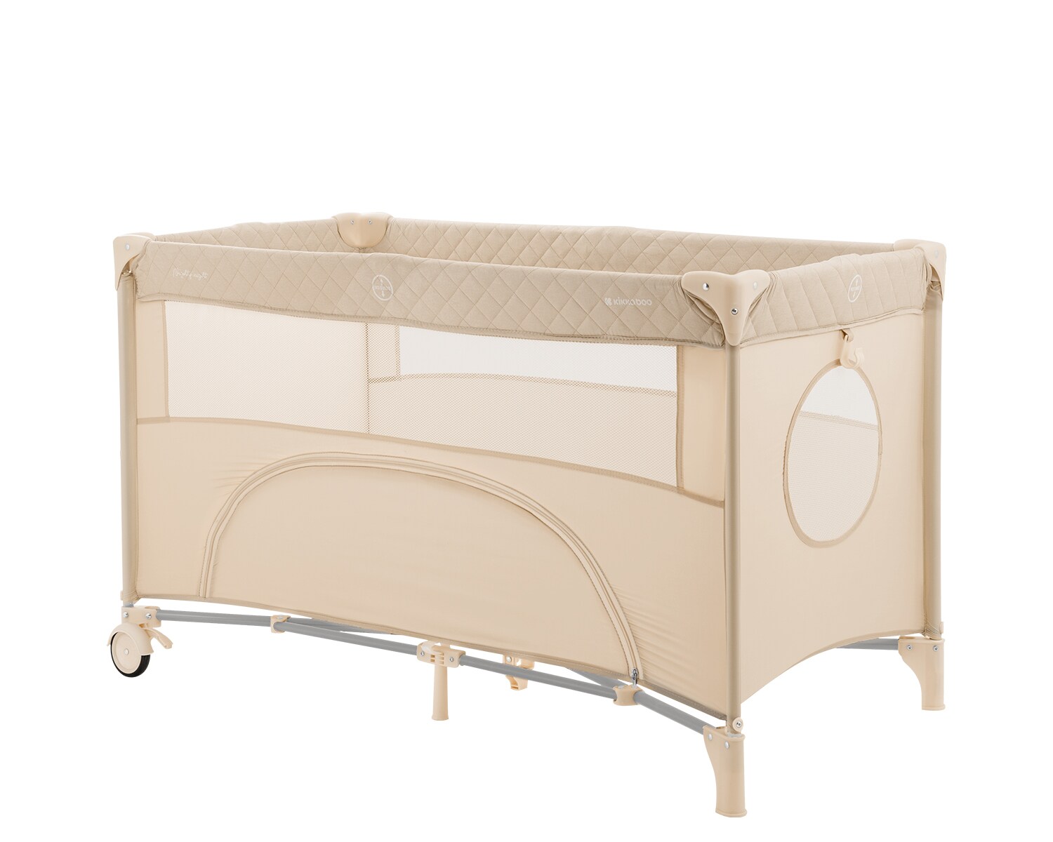 Kikkaboo Reisebett Nighty Night, 2 Ebenen, Spielbogen, 2 Räder, Wickelauflage beige