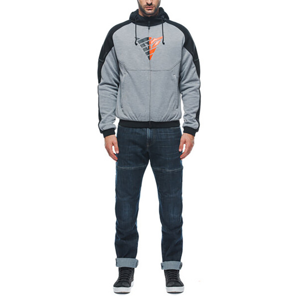Dainese - Sweat Daemon-x Safety Full Zip Gris / Noir / Rouge fluo