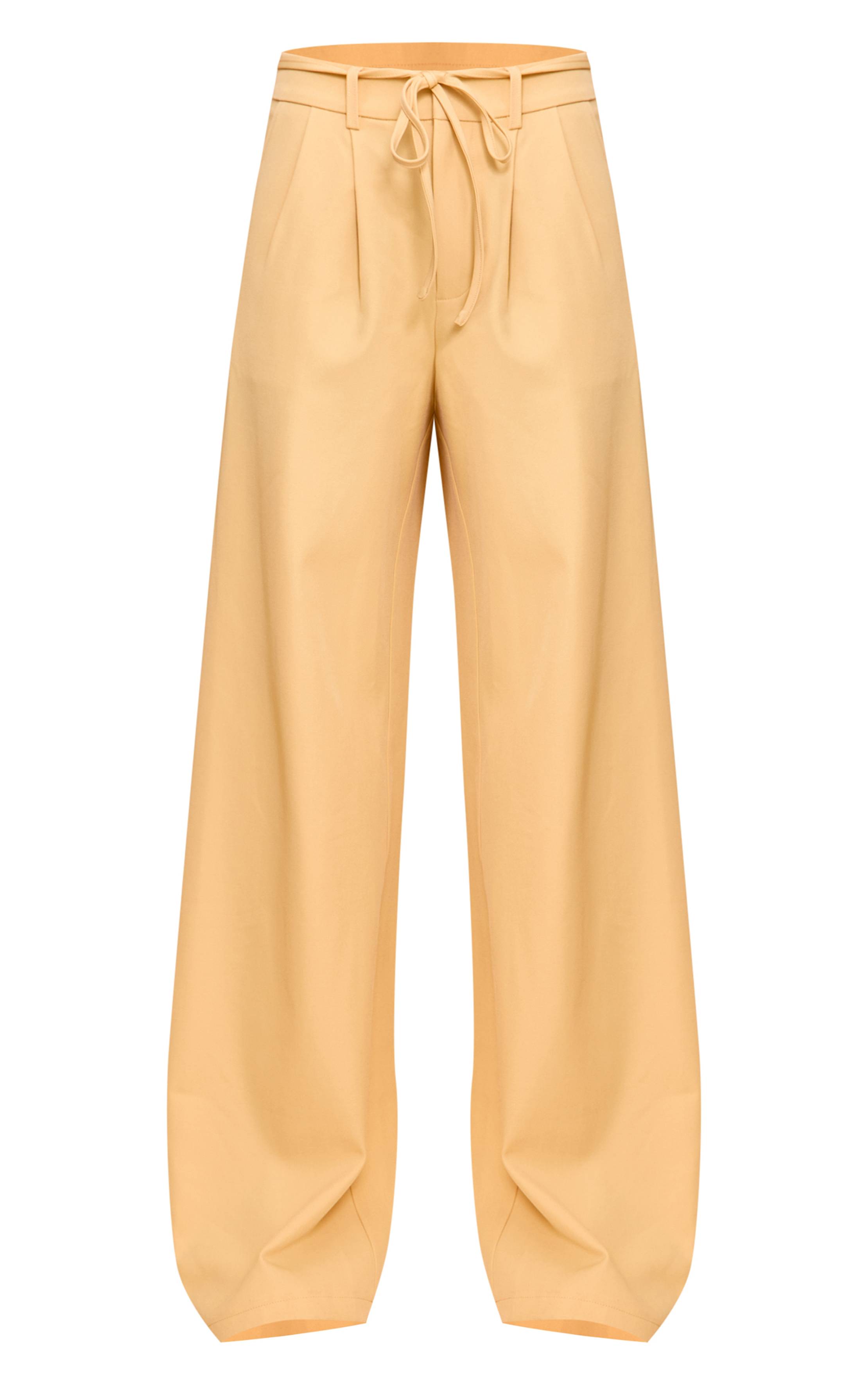 Butter Yellow Pantalon Large Tissé Ajusté Avec Détail Nœud À La Taille