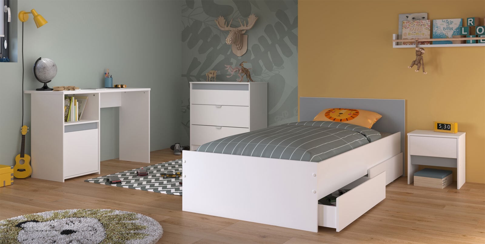 Parisot Kinderzimmer PIROUETTE 25 weiß / rosa / grau