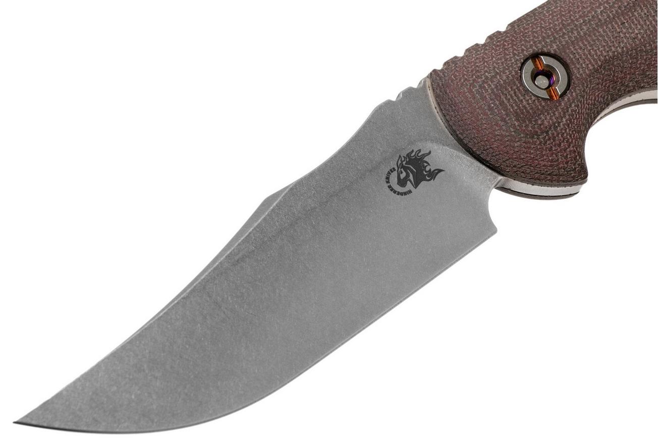 Rick Hinderer The Emmett, CPM 20CV, Burgundy Micarta jachtmes
