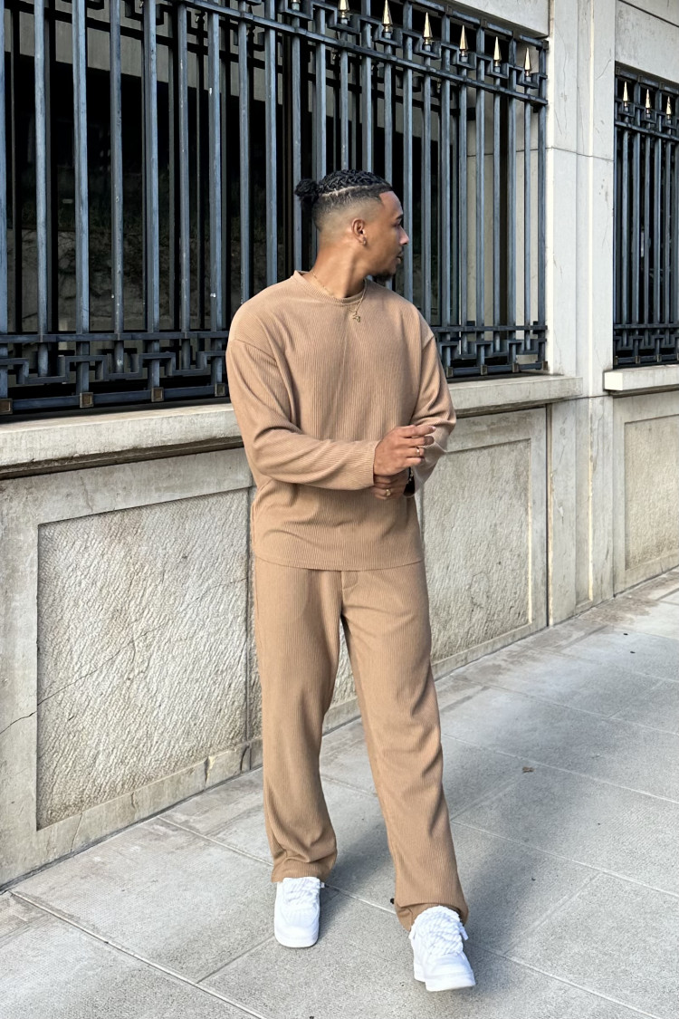 Ensemble 2 pièces pull + pantalon marron