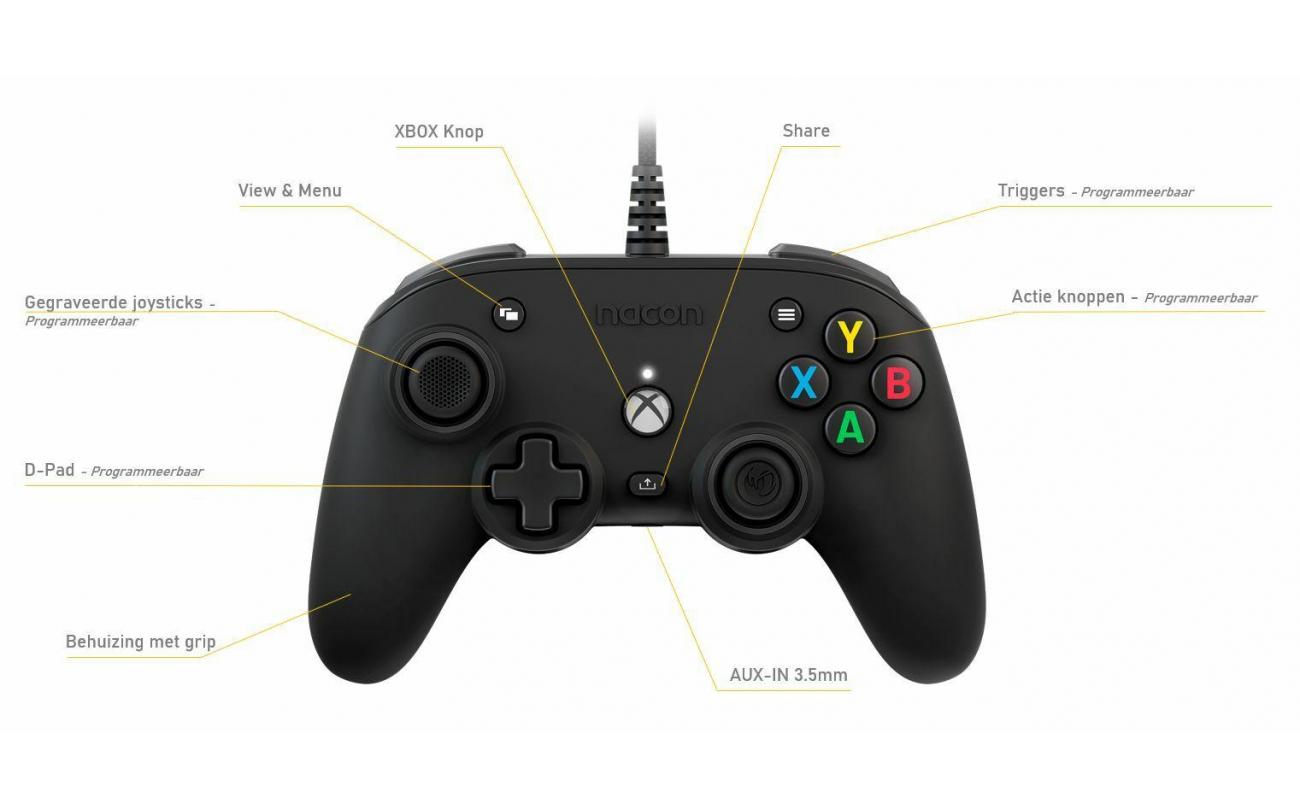 XBOX Series X Nacon Wired Pro Compact Controller Atmos Zwart