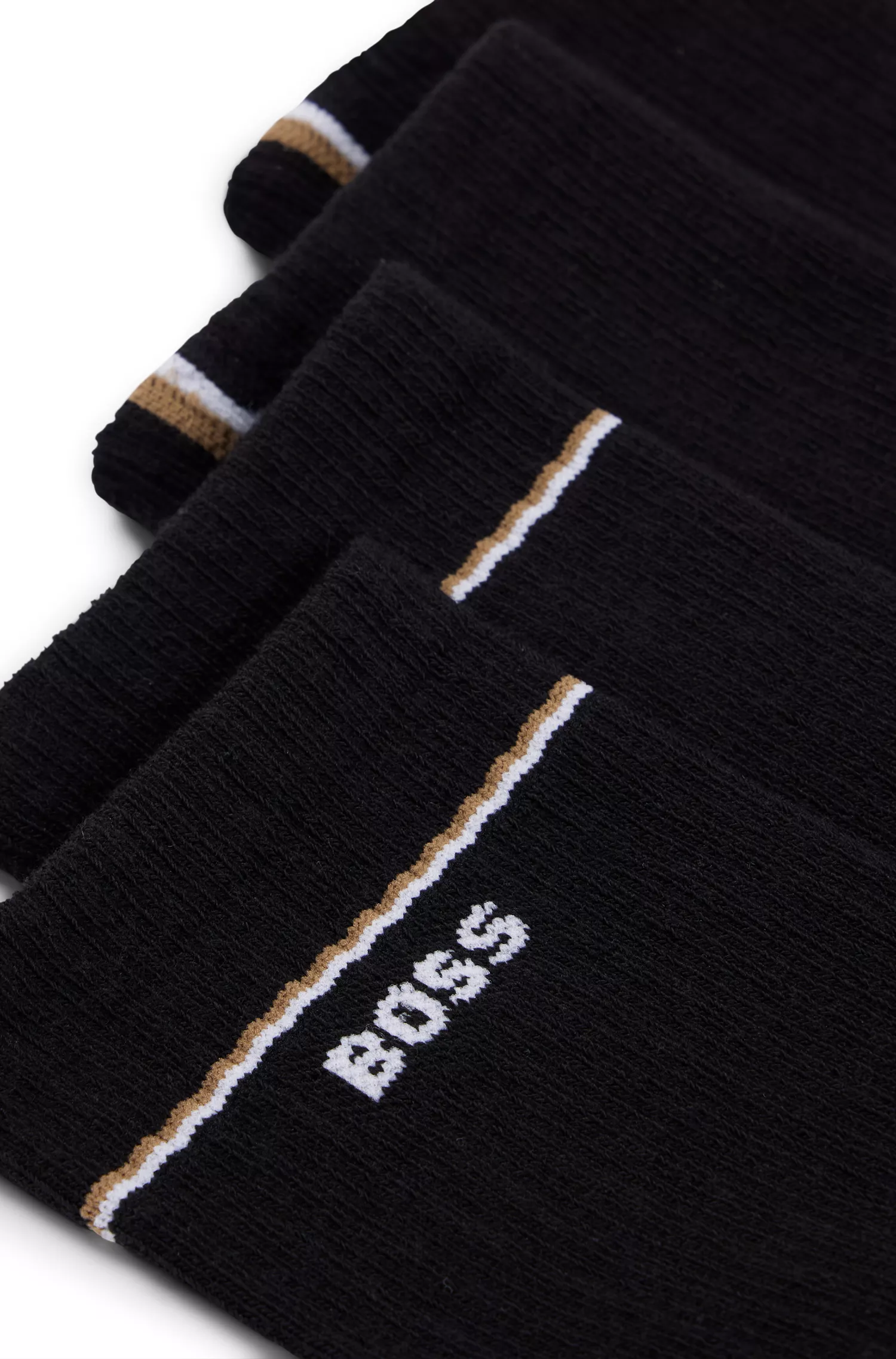 BOSS Preto - Pacote com dois pares de meias cano curto com detalhes do logotipo