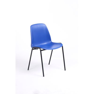 Chaise CHARLOTTE - pieds noirs avec accroches - coque M1 (non feu) - bleu
