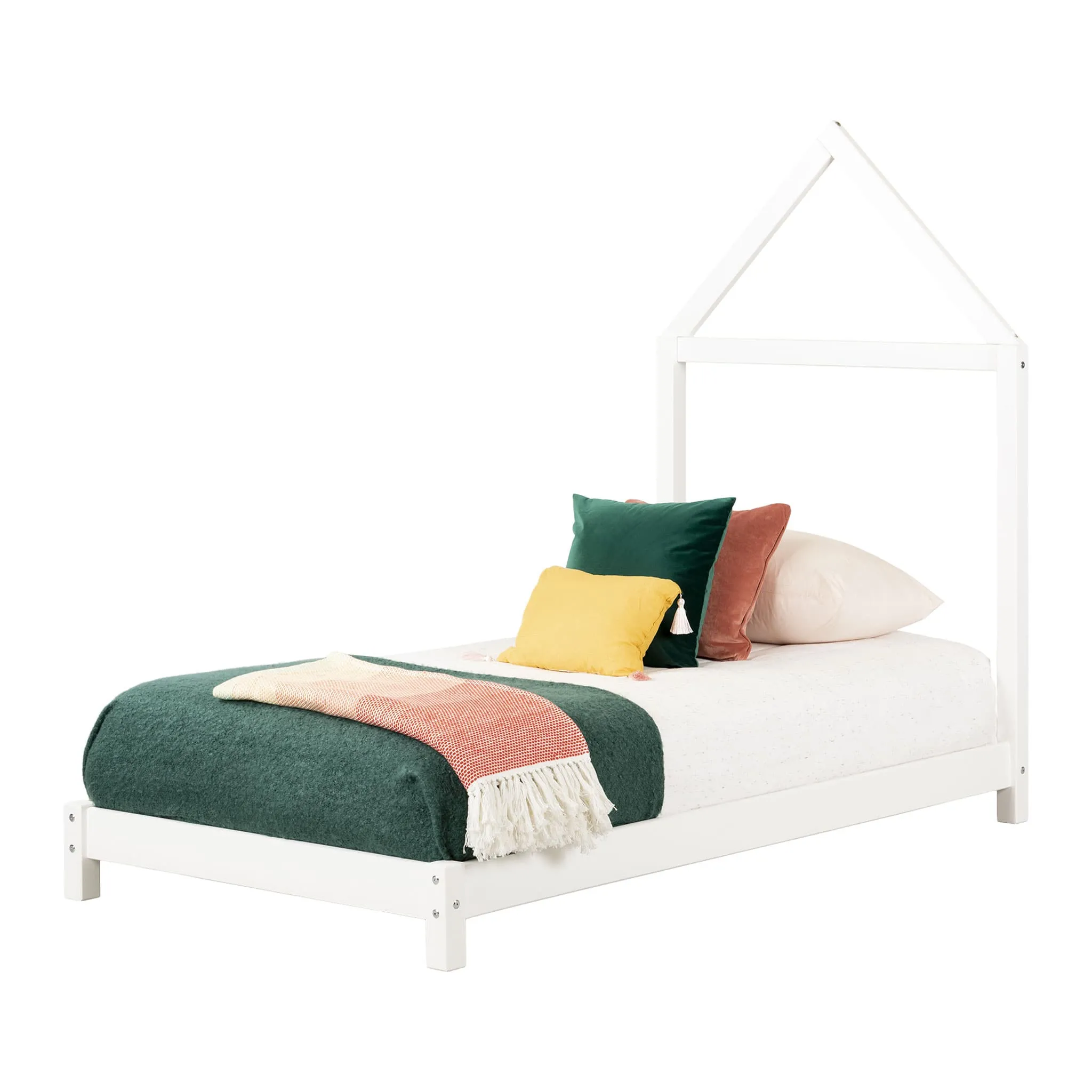South Shore Lit avec Tête de Lit Maison Sweedi - Blanc Solide