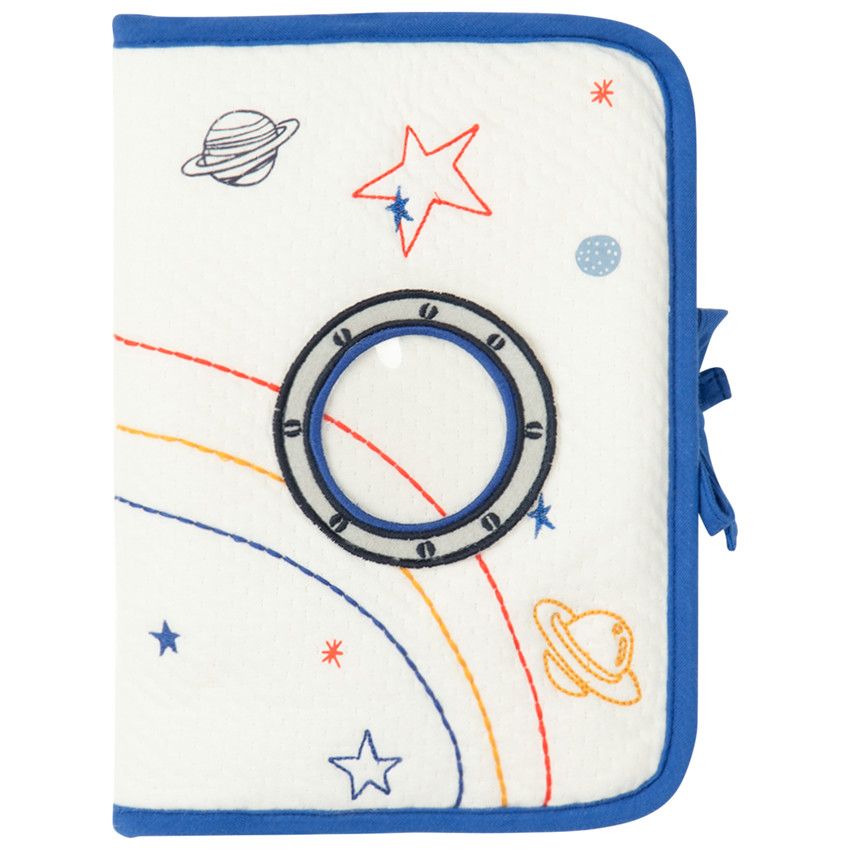 Protège carnet de santé à motifs brodés - Ecru