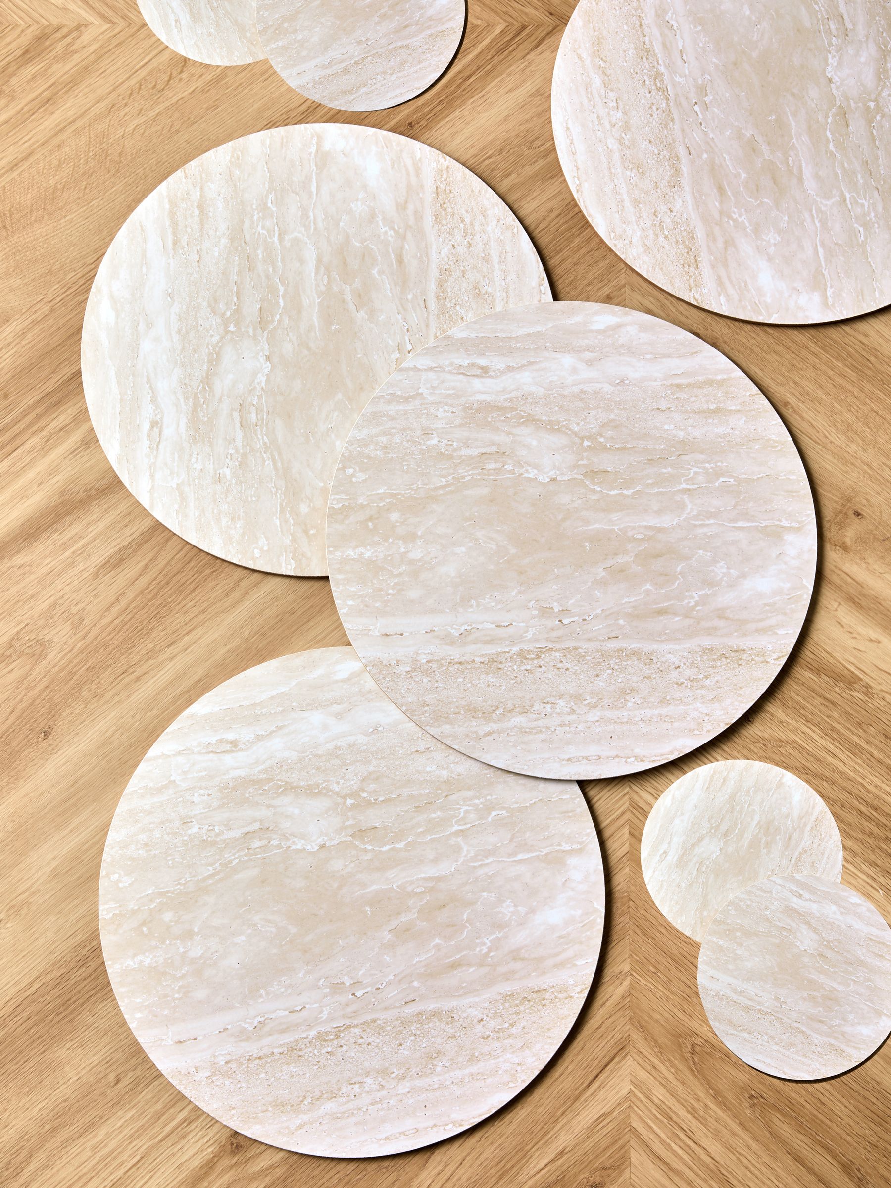 Set van 4 placemats en onderzetters met marmereffect